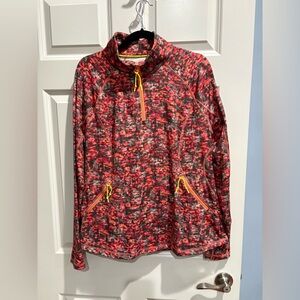 T by Talbots Olive and peach/pink pullover top